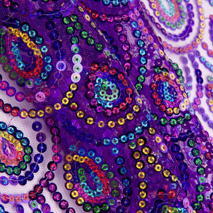 Tul Morado Fantasía Elástico con Lentejuelas Prisma - Ribes y Casals