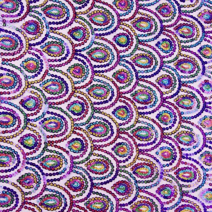 Tul Morado Fantasía Elástico con Lentejuelas Prisma - Ribes y Casals
