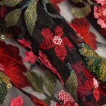 Tul Bordado Flores con Lentejuelas Carmen Rojo y Negro - Ribes y Casals