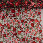Tul Bordado Flores con Lentejuelas Carmen Rojo y Negro - Ribes y Casals