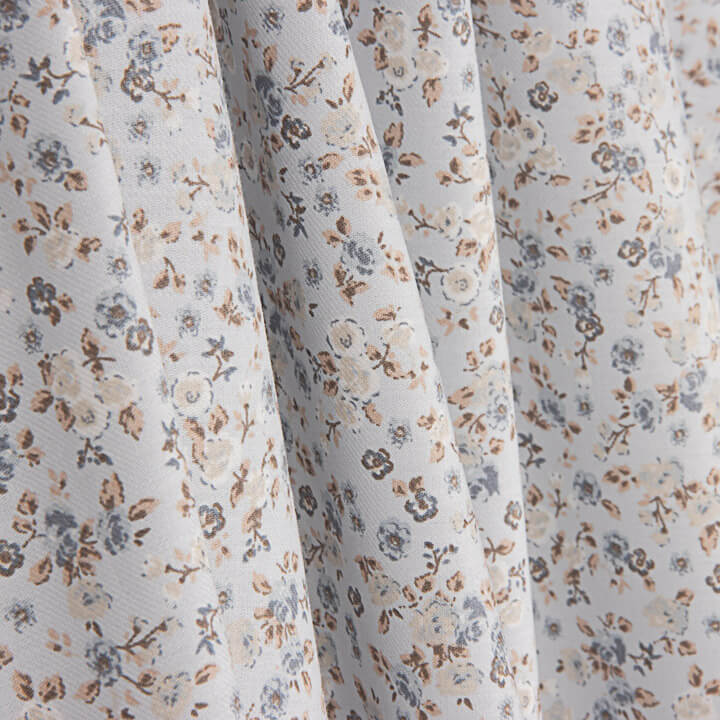 Viyela Estampada Florecitas Azul y Teja - Ribes y Casals