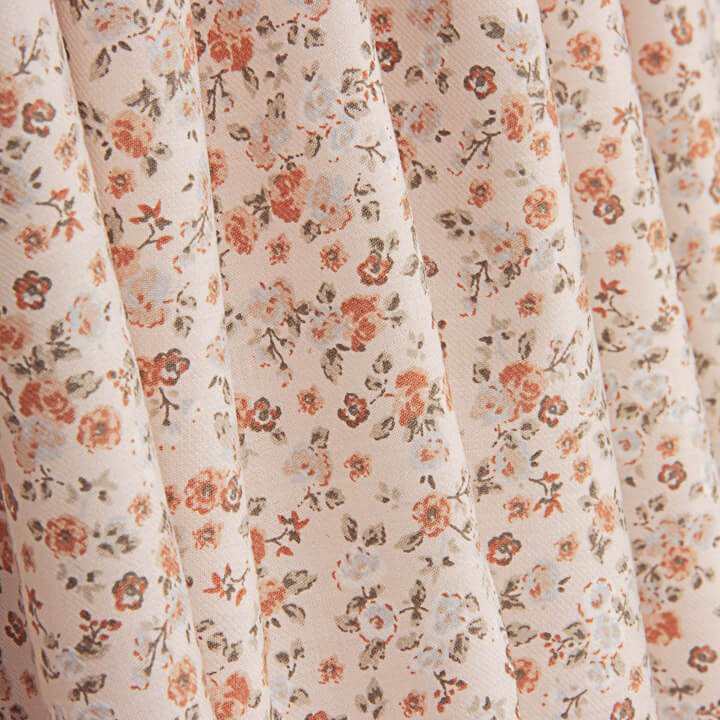 Viyela Estampada Florecitas Coral y Teja - Ribes y Casals