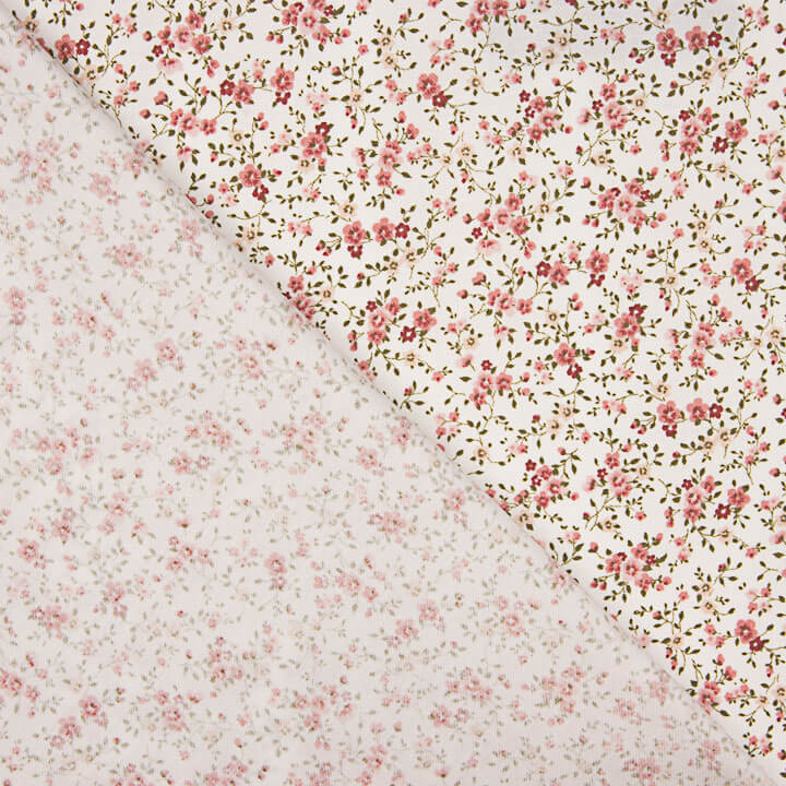 Viyela Estampada Florecitas Rojo y Granate - Ribes y Casals