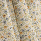Viyela Estampada Florecitas Azul y Mostaza - Ribes y Casals