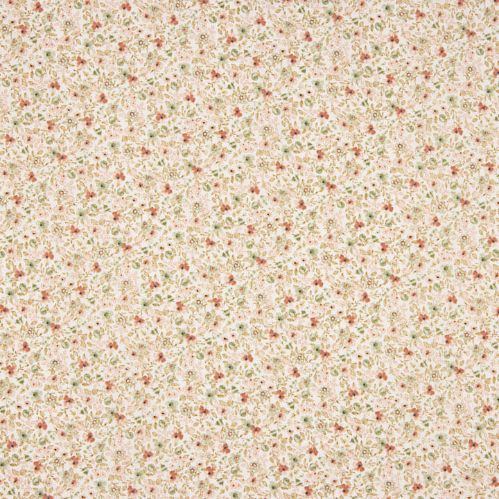 Viyela Estampada Florecitas Coral y Verde - Ribes y Casals