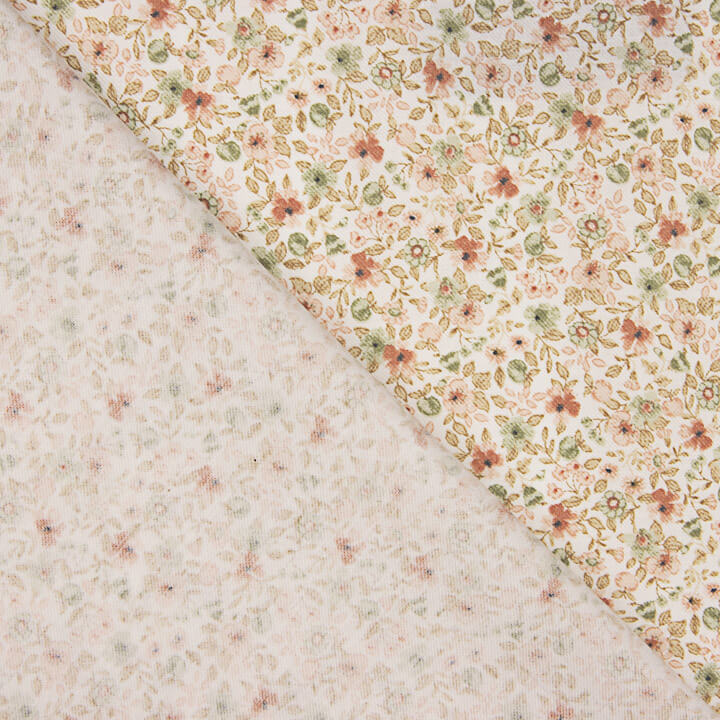 Viyela Estampada Florecitas Coral y Verde - Ribes y Casals