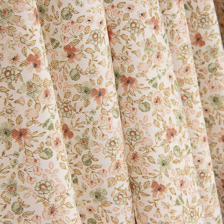 Viyela Estampada Florecitas Coral y Verde - Ribes y Casals