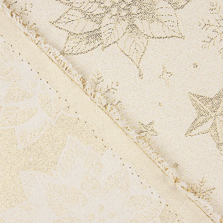 Loneta Jacquard con Lúrex Dorado Flores de Pascua - Ribes y Casals