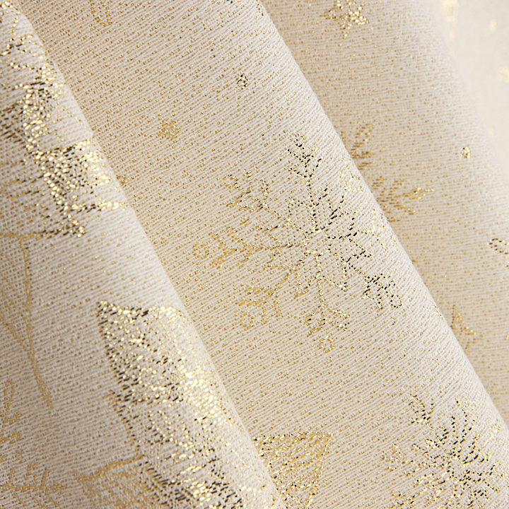 Loneta Jacquard con Lúrex Dorado Flores de Pascua - Ribes y Casals