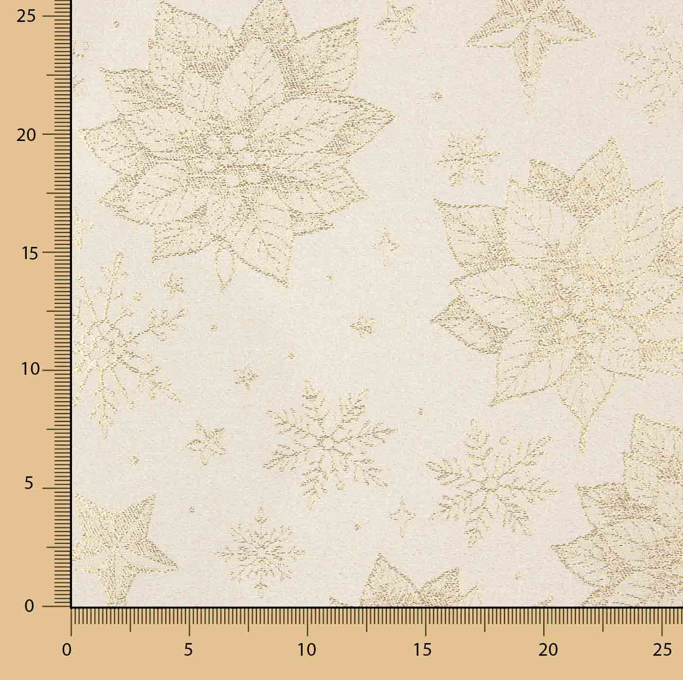 Loneta Jacquard con Lúrex Dorado Flores de Pascua - Ribes y Casals