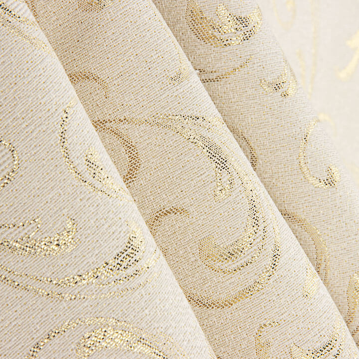 Loneta Jacquard con Lúrex Dorado Ramas Ornamentales - Ribes y Casals