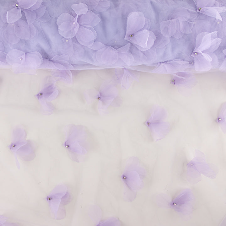 Tul Lila con Flores 3D y Perlas - Ribes y Casals
