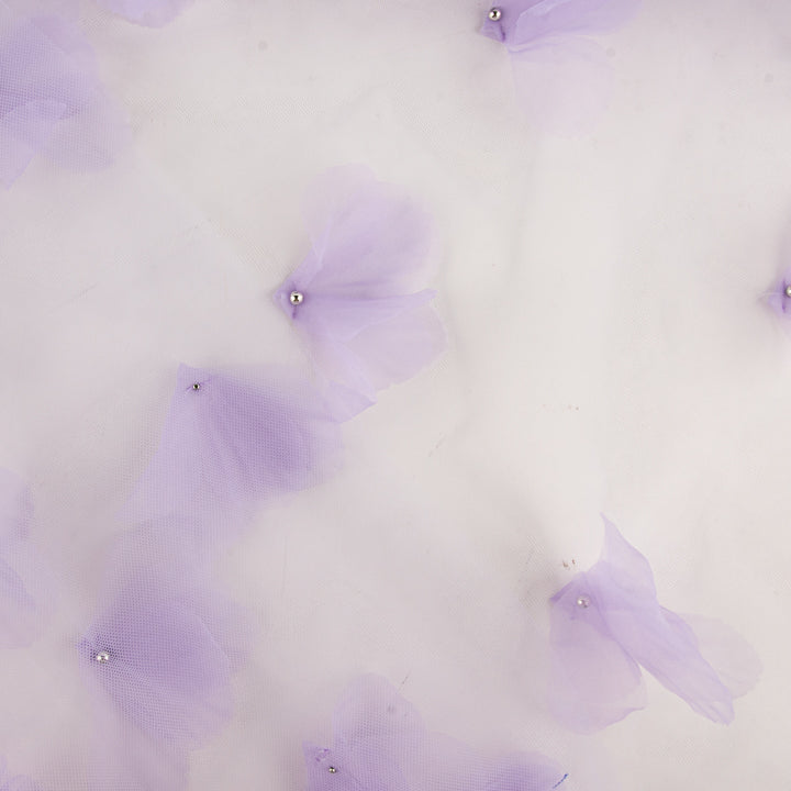 Tul Lila con Flores 3D y Perlas - Ribes y Casals