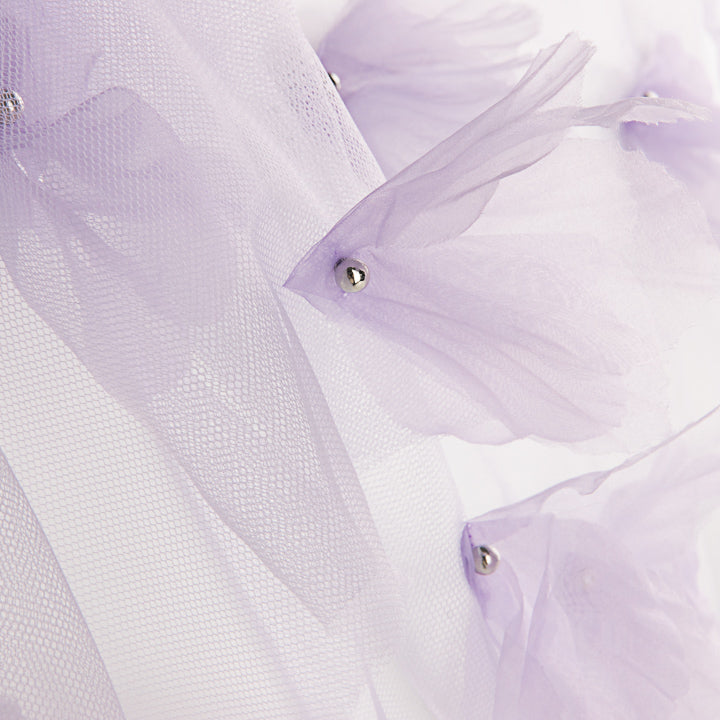 Tul Lila con Flores 3D y Perlas - Ribes y Casals