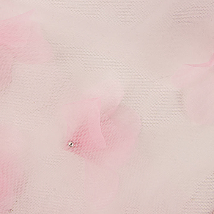 Tul Rosa con Flores 3D y Perlas - Ribes y Casals