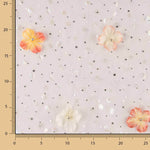 Tul Jardín de Hadas Malva con Flores 3D y Lamé Plateado - Ribes y Casals