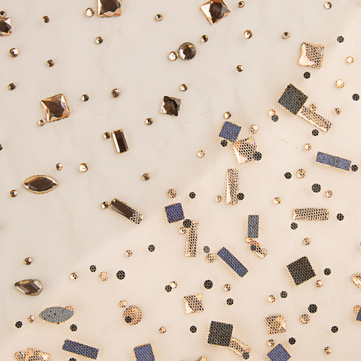 Tul Luxury Rosa Salmón con Pedrería a Tono - Ribes y Casals