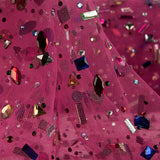 Tul Luxury Fucsia con Pedrería Multicolor - Ribes y Casals