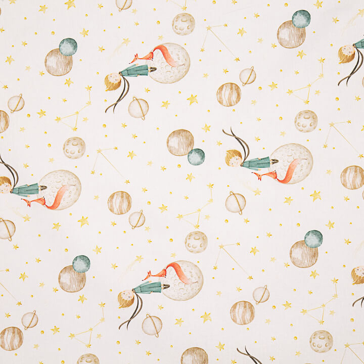 Sábana Algodón Estampada Principito y Planetas - Ribes y Casals