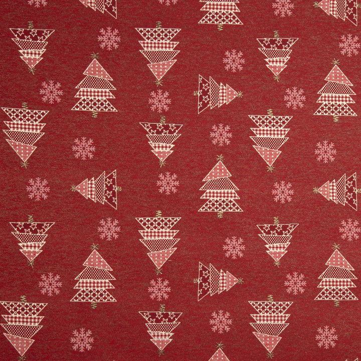 Loneta Jacquard Navidad Abetos Rojo con Lúrex - Ribes y Casals