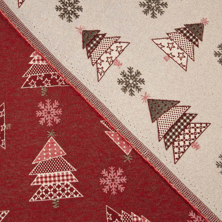 Loneta Jacquard Navidad Abetos Rojo con Lúrex - Ribes y Casals