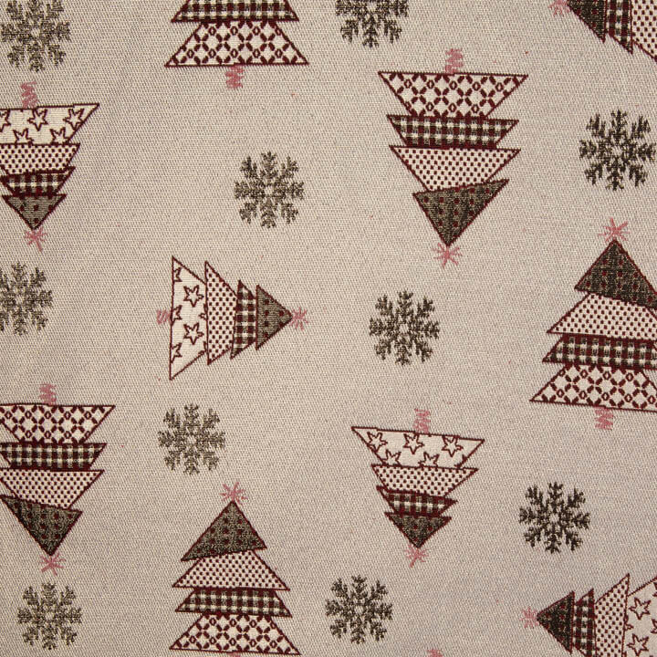 Loneta Jacquard Navidad Abetos Rojo con Lúrex - Ribes y Casals