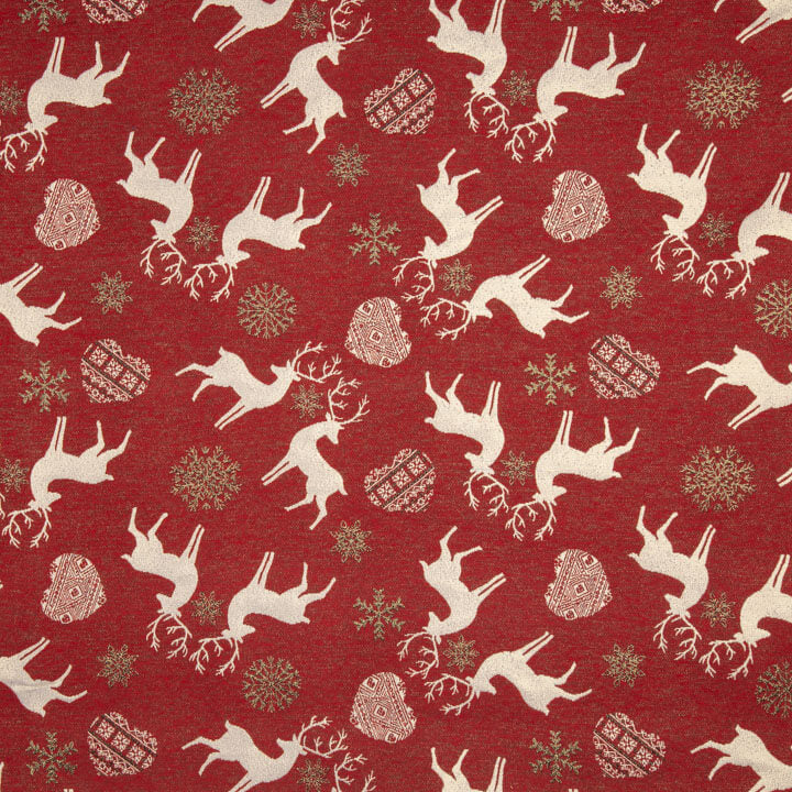 Loneta Jacquard Navidad Nórdica Rojo con Lúrex - Ribes y Casals