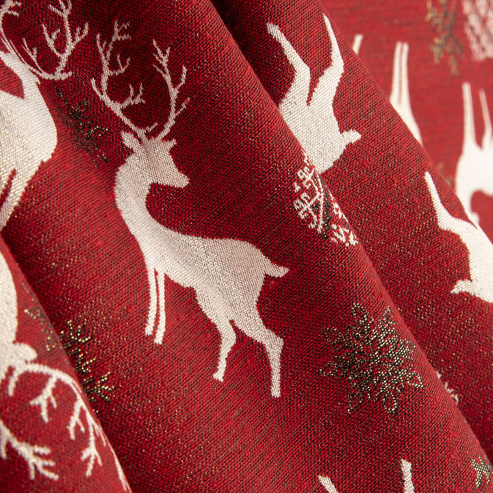 Loneta Jacquard Navidad Nórdica Rojo con Lúrex - Ribes y Casals
