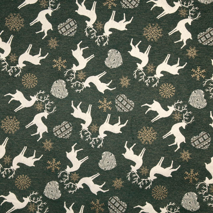 Loneta Jacquard Navidad Nórdica Verde con Lúrex - Ribes y Casals