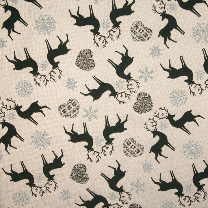 Loneta Jacquard Navidad Nórdica Verde con Lúrex - Ribes y Casals