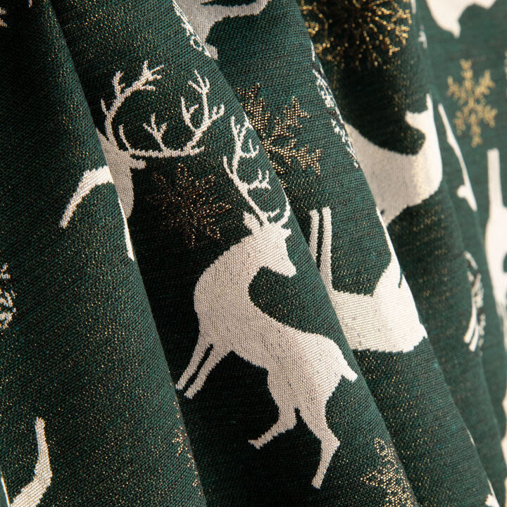 Loneta Jacquard Navidad Nórdica Verde con Lúrex - Ribes y Casals