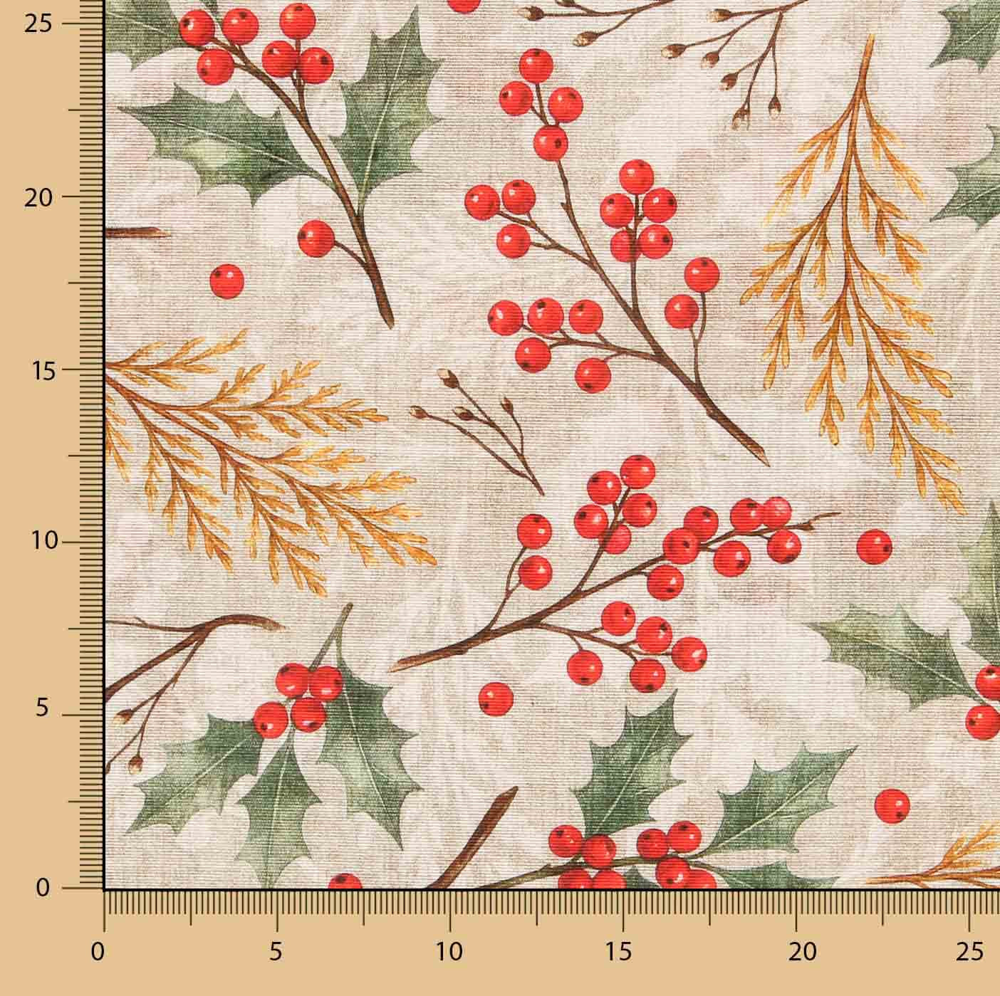 Loneta Estampada Acebo Navideño - Ribes y Casals