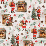Loneta Estampada Papá Noel y Chimenea - Ribes y Casals