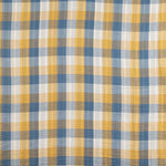 Bámbula Doble Gasa Reversible Cuadros y Rayas Azul Mostaza - Ribes y Casals