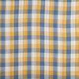 Bámbula Doble Gasa Reversible Cuadros y Rayas Azul Mostaza - Ribes y Casals