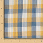 Bámbula Doble Gasa Reversible Cuadros y Rayas Azul Mostaza - Ribes y Casals