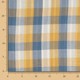 Bámbula Doble Gasa Reversible Cuadros y Rayas Azul Mostaza - Ribes y Casals