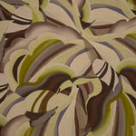 Viscosa Estampada Doble Cara Ondas Abstractas Oliva - Ribes y Casals