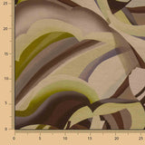Viscosa Estampada Doble Cara Ondas Abstractas Oliva - Ribes y Casals
