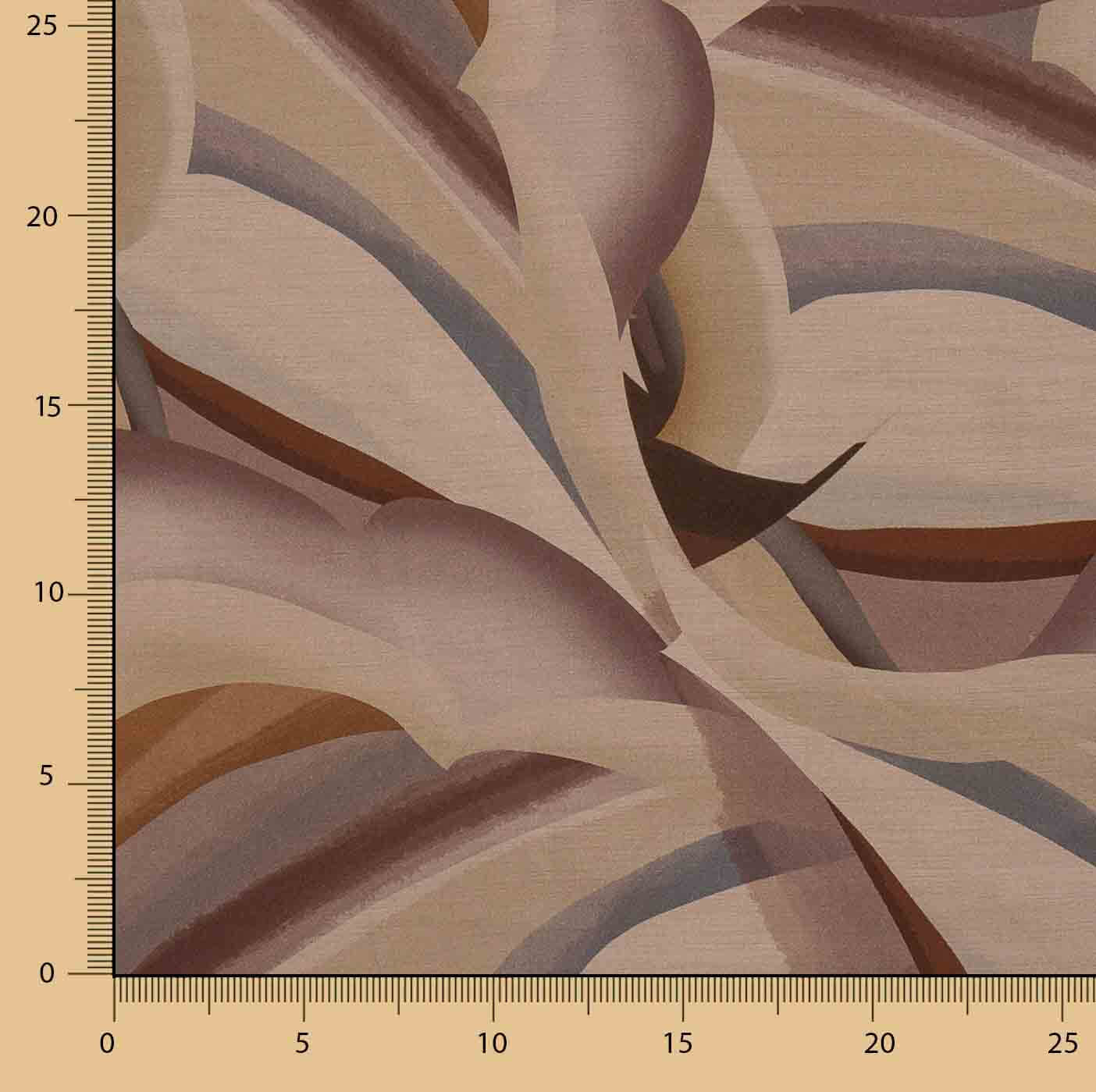 Viscosa Estampada Doble Cara Ondas Abstractas Tierra - Ribes y Casals