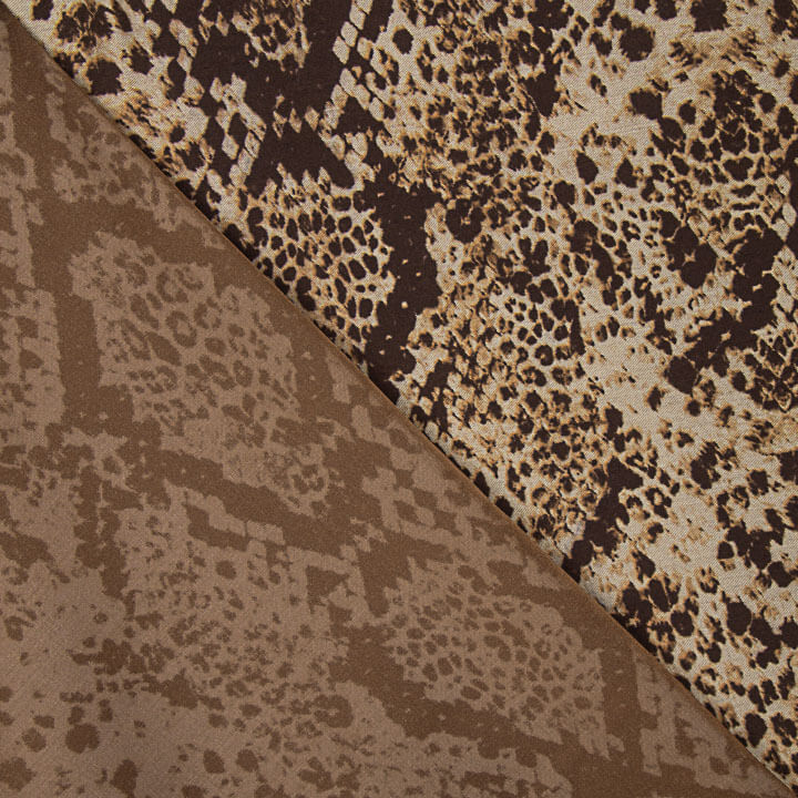Viscosa Estampada Doble Cara Animal Print Serpiente Marrón - Ribes y Casals