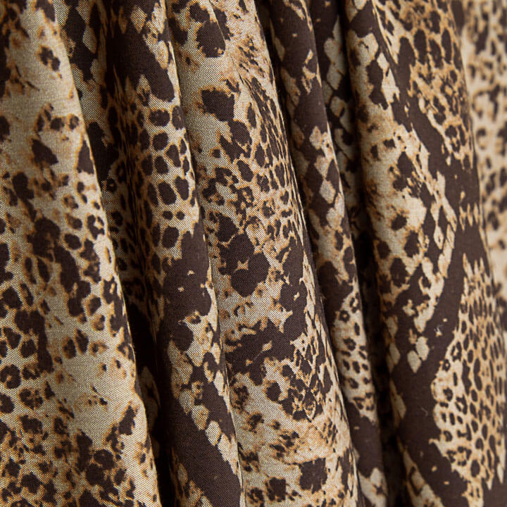 Viscosa Estampada Doble Cara Animal Print Serpiente Marrón - Ribes y Casals