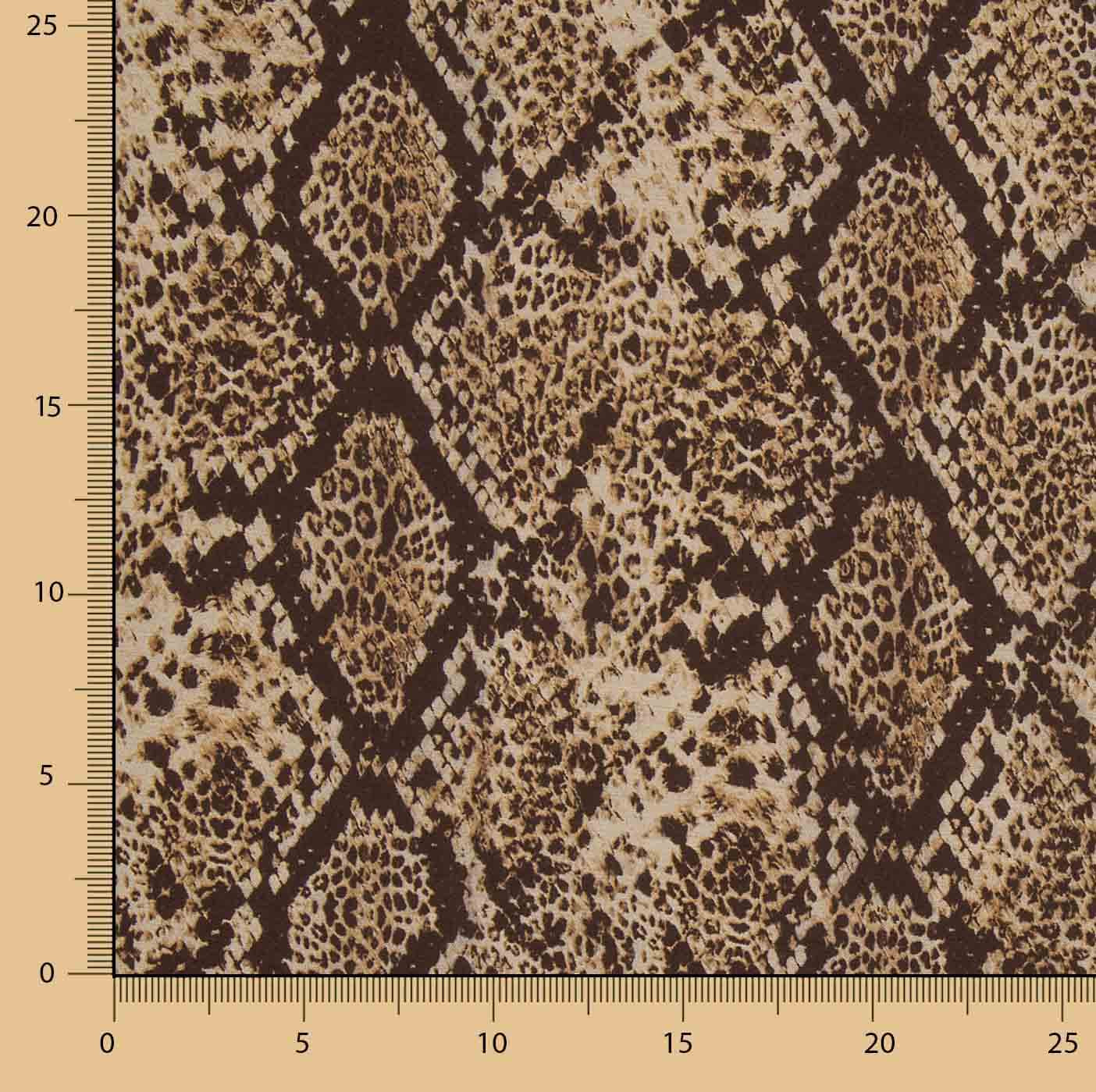 Viscosa Estampada Doble Cara Animal Print Serpiente Marrón - Ribes y Casals