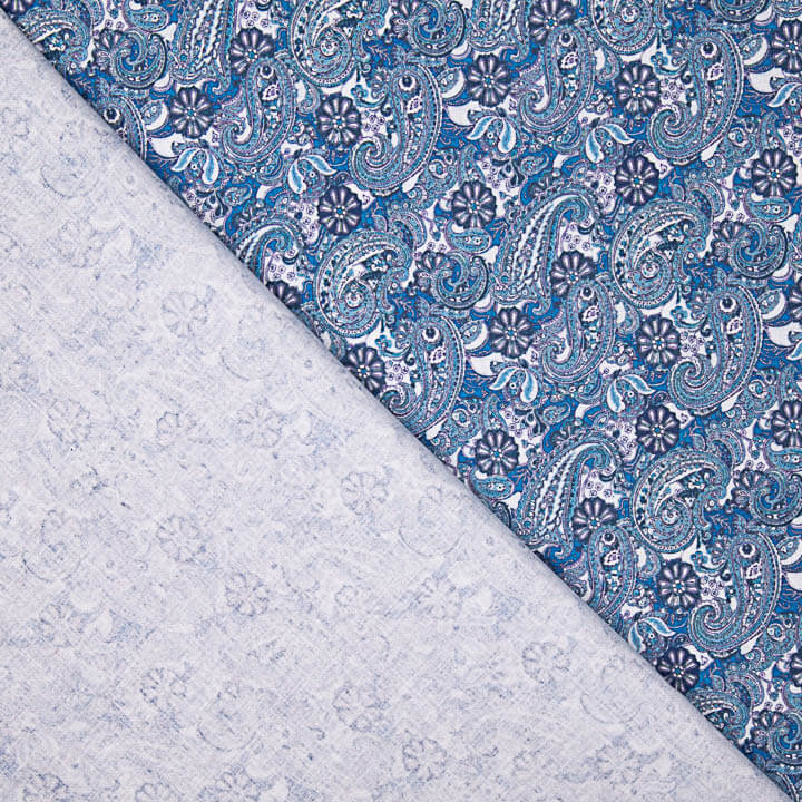 Popelín Estampado Cachemir Azul - Ribes y Casals
