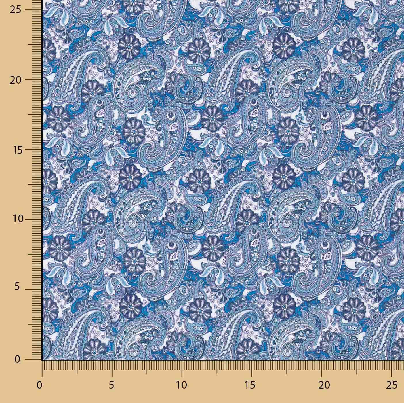 Popelín Estampado Cachemir Azul - Ribes y Casals