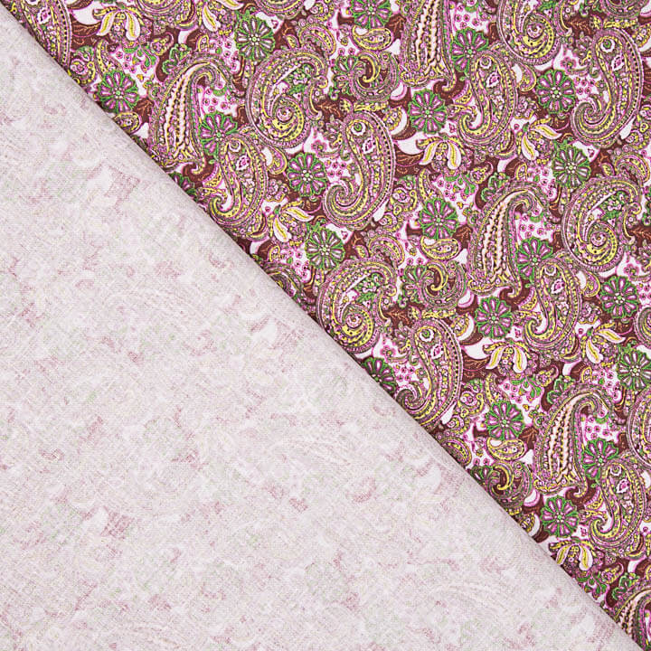 Popelín Estampado Cachemir Rosa - Ribes y Casals