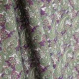 Popelín Estampado Cachemir Verde y Malva - Ribes y Casals