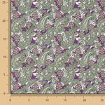 Popelín Estampado Cachemir Verde y Malva - Ribes y Casals
