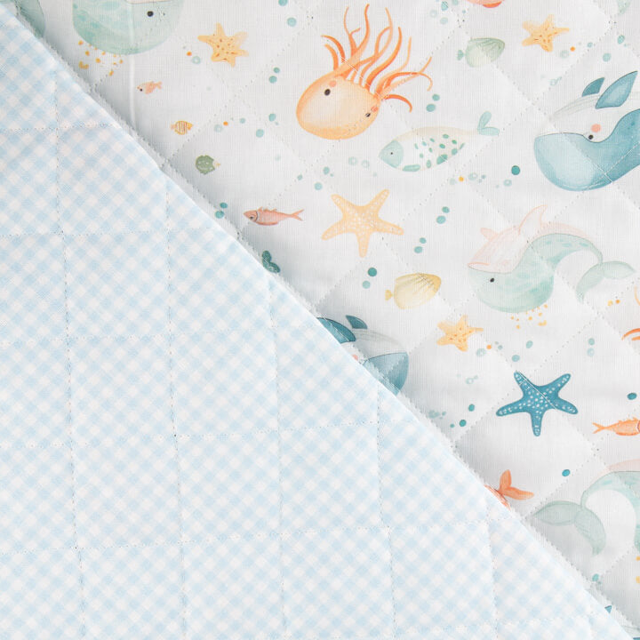 Acolchada Reversible Océano de Sueños y Vichy Azul - Ribes y Casals