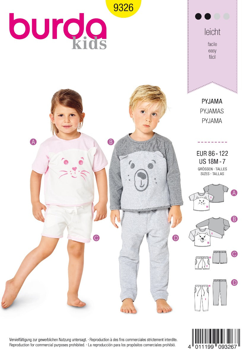 Patrón Burda 9326 Pijama - Ribes y Casals